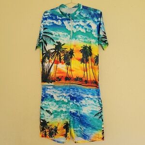 Tropical jumpsuit with beach print size large